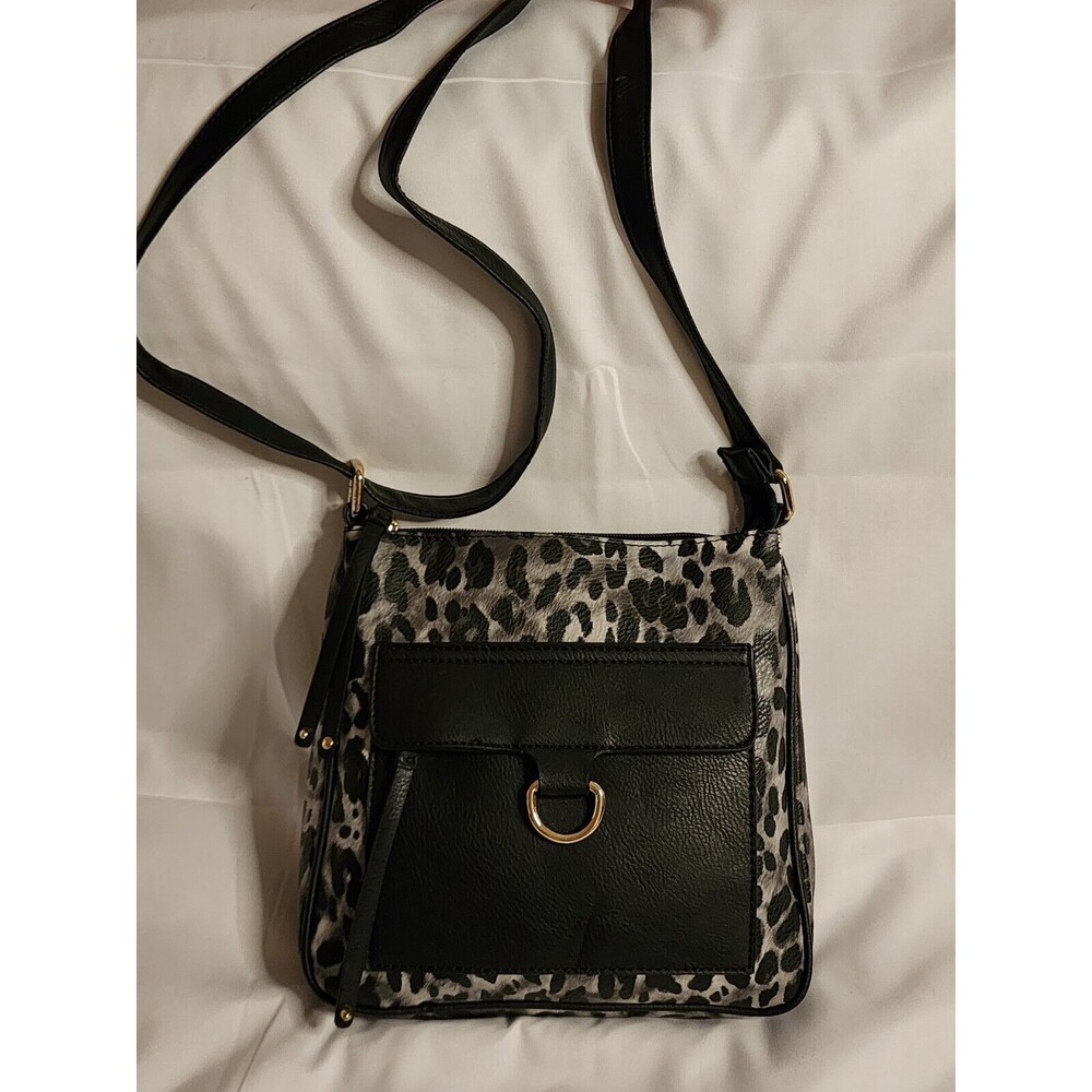 Nice BLACK LEOPARD  Shoulder Strap CROSSBODY  Bag Purse VGUC
